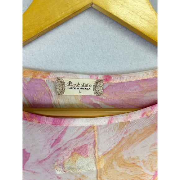 Altar'd State Cropped Sheer Mesh Pink Top - Size Small Festival Y2K Night Out - Picture 6 of 10